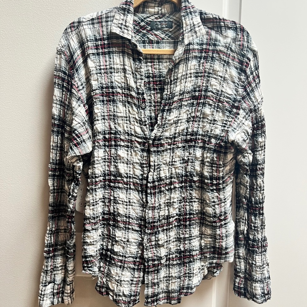 Zara Mens Wrinkled Look Shirt